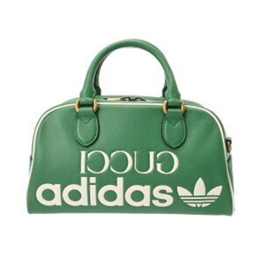 Gucci Adidas Duffle Bag Green Leather Shoulder